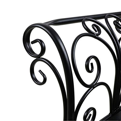 HLC Black Outdoor Bench Patent Design Romance Two Seat Bench for Garden Park