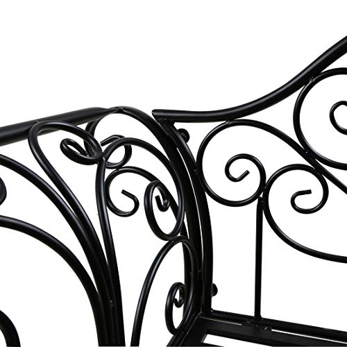 HLC Black Outdoor Bench Patent Design Romance Two Seat Bench for Garden Park