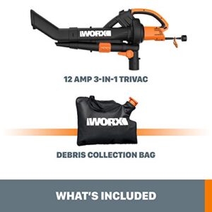 WORX WG509 12 Amp TRIVAC 3-in-1 Electric Leaf Blower with All Metal Mulching System