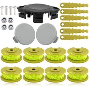 bootop pin acfhrl2 bladed trimmer head with ac80rl3 replacement spool, ac14hca spool cap compatible with ryobi 18v 24v 40v string trimmer weed eater parts (23 pack)