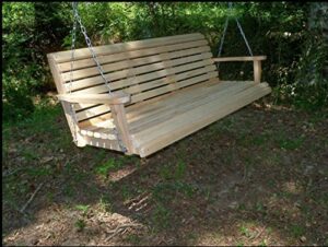 ecommersify inc 5 five feet ft made in the usa rot resistant cypress lumber roll back porch swing with swing-mate™ comfort springs