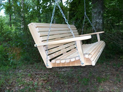 Ecommersify Inc 5 Five Feet Ft Made in The USA Rot Resistant Cypress Lumber Roll Back Porch Swing with Swing-Mate™ Comfort Springs