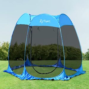 ZJ Right Screen House Room 9.5'×9.5' for 4-6 Person, Outside Igloo Dome Clear Tent, Instant Pop-up Canopy, Mosquito Net Camping Tent, Dining Sun Shade Gazebos for Patios Blue