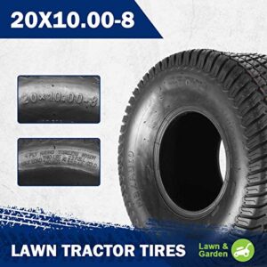 MaxAuto 20x10.00-8 Lawn Mower Tires, 20x10-8 Tractor Turf Tire, 20x10x8 NHS Tires, 4Ply Tubeless, Set of 2