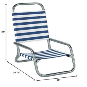 Telescope Casual Sun and Sand Folding Beach Chair, Blue/White Stripe (73313601)