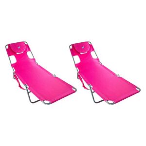 ostrich chaise lounge folding portable sunbathing poolside beach chair (2 pack)