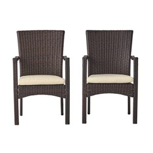 christopher knight home corsica outdoor wicker dining chairs, 2-pcs set, multibrown