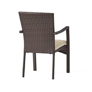 Christopher Knight Home Corsica Outdoor Wicker Dining Chairs, 2-Pcs Set, Multibrown