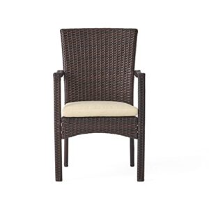 Christopher Knight Home Corsica Outdoor Wicker Dining Chairs, 2-Pcs Set, Multibrown