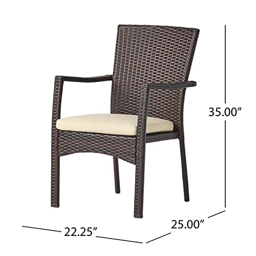 Christopher Knight Home Corsica Outdoor Wicker Dining Chairs, 2-Pcs Set, Multibrown