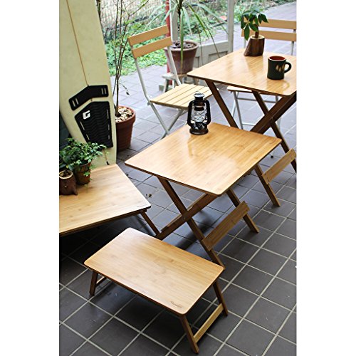 Time Concept Vacances Foldable Low Bamboo Table - L 12" x W 20" x H 9" - Wooden Picnic Furniture, Portable Dining Use