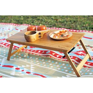 Time Concept Vacances Foldable Low Bamboo Table - L 12" x W 20" x H 9" - Wooden Picnic Furniture, Portable Dining Use