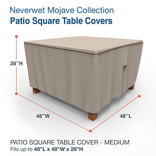 Budge NeverWet Mojave Square Patio Table Cover, Black Ivory, Medium