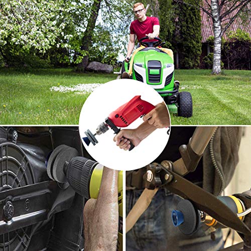 【2021 NEW】Double Layer Corundum Lawn Mower Blade Sharpener, Universal Wear Lawnmower Blade Sharpener for Any Power Drill/Hand Drill, Double-Layer Grindstones Easy to Use and Not Easy Damage-(Gray)