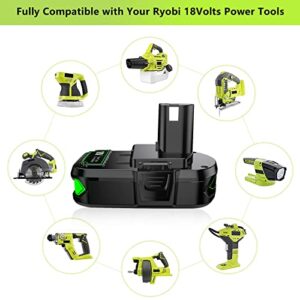 BATTOOL Upgraded 3800mAh P102 Replacement Battery Compatible with Ryobi 18V Battery Ryobi ONE+P108 P102 P103 P104 P105 P107 P109 P122 Cordless Power Tools Battery with LED Indicator 2Packs