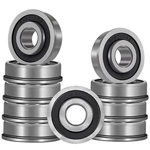 10 Pack Flanged Ball Bearings 5/8" x 1-3/8" x 1/2", Pre Lubricated, for Lawn Mower, Wheelbarrows, Carts & Hand Trucks Wheel Hub, Replacement for JD AM118315, AM35443, Stens 215-038, 215-061 Etc