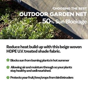Alion Home HDPE 50% Sun Block Garden Netting Mesh (6' x 10', Beige)