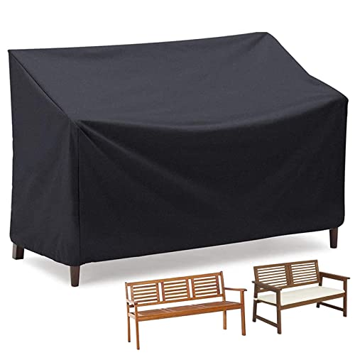 Kingling Outdoor Bench Covers, Patio Loveseat Cover Waterproof Bench Covers for Outdoor Furniture 2-seat Sofa Couch Cover, 52" W x 25" D x 35" H Black