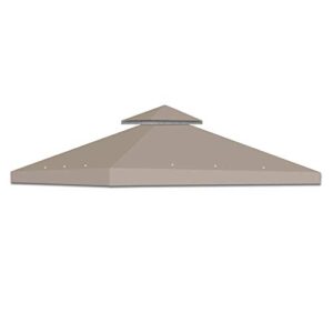 strong camel dual tier gazebo replacement 10′ x 10′ canopy top cover awning roof top cover (taupe)