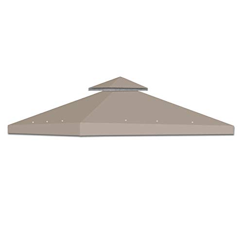 Strong Camel Dual Tier Gazebo Replacement 10' x 10' Canopy Top Cover Awning Roof Top Cover (Taupe)