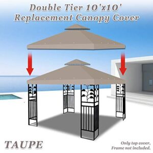 Strong Camel Dual Tier Gazebo Replacement 10' x 10' Canopy Top Cover Awning Roof Top Cover (Taupe)