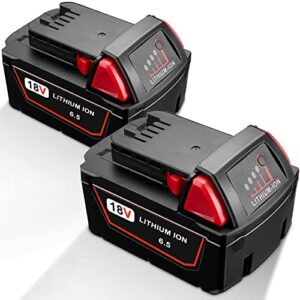 jyjzpb 2 pack 6.5ah m-18 batteries pack high output for milwaukee m18 battery lithium 48-11-1850 48-11-1862 48-11-1840 48-11-1828 48-11-1815