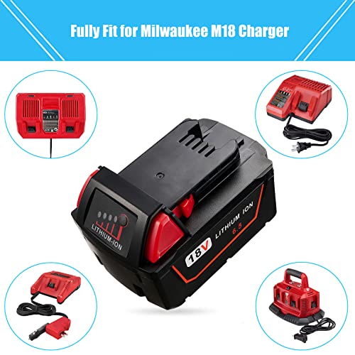 JYJZPB 2 Pack 6.5Ah M-18 Batteries Pack High Output for Milwaukee M18 Battery Lithium 48-11-1850 48-11-1862 48-11-1840 48-11-1828 48-11-1815