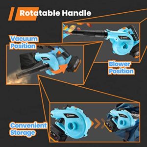 Cordless Leaf Blower and Vacuum Cleaner, GoGonova 20V 3.0AH Rotary Handle Electric Blower, 3 Variable Speed 140CFM Lightweight Blowers for Leaf Blowing, Dust Cleaning(Battery & Charger Included)