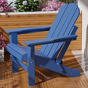 wututuee adirondack chair folding chair for outside weather resistant patio chairs lawn chair outdoor adirondack chair fire pit plastic chair for patio deck, garden, dark blue