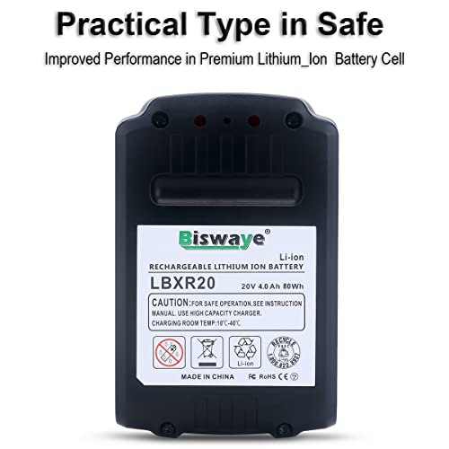 Biswaye LBXR20 20V Lithium Battery Compatible with Black & Decker 20V MAX Lithium Battery LBXR2520 LBXR2020 LBX20 LB2X4020 LB2X3020 and LCC221 LST522 LST201 LST220 LST300 20V Max Tools