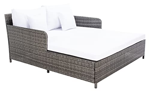 Safavieh Outdoor Collection Cadeo Grey Brown/White Cushion Daybed PAT7500C