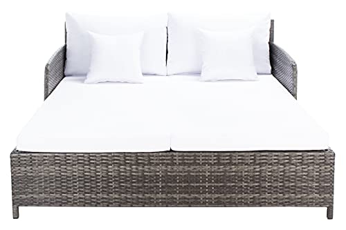 Safavieh Outdoor Collection Cadeo Grey Brown/White Cushion Daybed PAT7500C