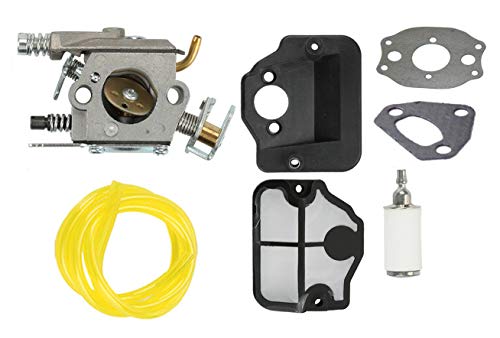 Podoy 530071987 Carburetor for Compatible with Husqvarna 141 142 136 137 Chainsaw 530071987 with Air Filter Fuel Filter Fuel Line 141 137 141 Chainsaw Parts WT-834 WT-657 WT-529 WT-289 WT-285 WT-239