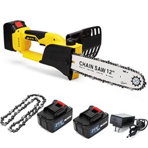ncoen brushless 21v 12” handheld lightweight chainsaw kit with tool-free chain tension & auto lubrication, includes 4.0ah battery and charger