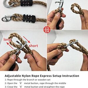 NOSTIFY 2PC Heavy Duty Length Adjustable Nylon Rope Express Setup Hanging Tree Straps (400 Lbs Limited/Each) for Outdoor Swings Hammock Playground Set Accessories