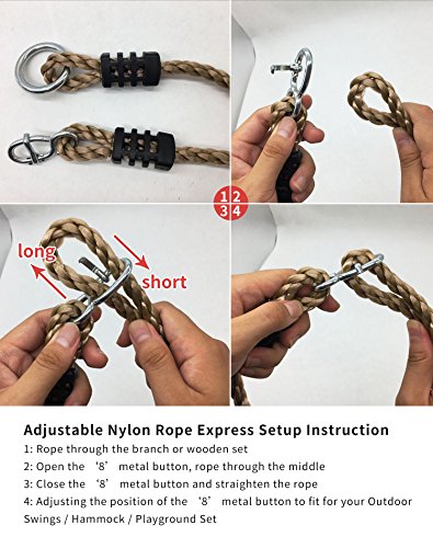 NOSTIFY 2PC Heavy Duty Length Adjustable Nylon Rope Express Setup Hanging Tree Straps (400 Lbs Limited/Each) for Outdoor Swings Hammock Playground Set Accessories
