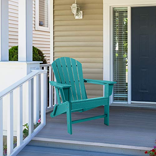 ASTEROUTDOOR Outdoor Folding Plastic Adirondack Chair with Weather Resistant & Easy Maintenance for Patio, Deck, Garden, Backyard, Beach, Pool and Fire Pit, Blue