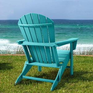 ASTEROUTDOOR Outdoor Folding Plastic Adirondack Chair with Weather Resistant & Easy Maintenance for Patio, Deck, Garden, Backyard, Beach, Pool and Fire Pit, Blue