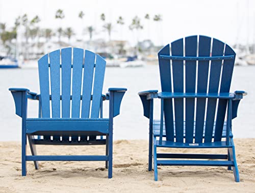 LuXeo LUX-1518-NAVY(2 Pack) Hampton Adirondack Chair, 2-Pack, Water-Resistant, Plastic, Navy