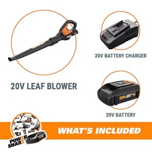 WORX 20V Cordless Leaf Blower WG545.6 DC Blower Vacuum,1*2.0Ah Battery & Charger Included