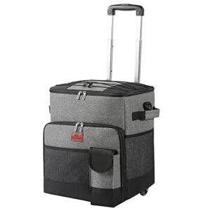Soft Cooler with Wheels - Removable Wheels Insulated Portable Rolling Cooler, Collapsible Cooler on Wheels Suitable for Shopping Picnic BBQ Beach