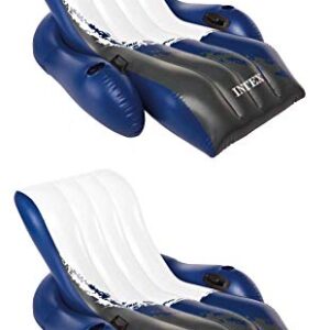 Intex Inflatable Floating Comfortable Recliner Lounges with Cup Holders (2 Pack)