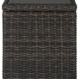 Signature Design by Ashley Grasson Lane Outdoor Rattan Square End Table with Storage, Brown