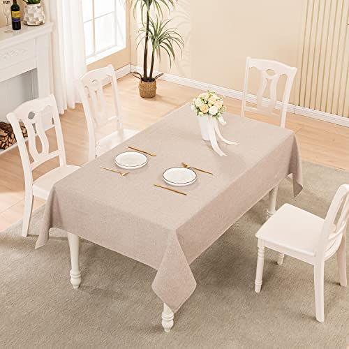 BALCONY & FALCON Rectangle Tablecloth Washable Wrinkle Resistant and Water Proof Table Cloth Decorative Linen Fabric Tablecloths for Dining Parties Kitchen Wedding and Outdoor Use (Beige, 55x95)