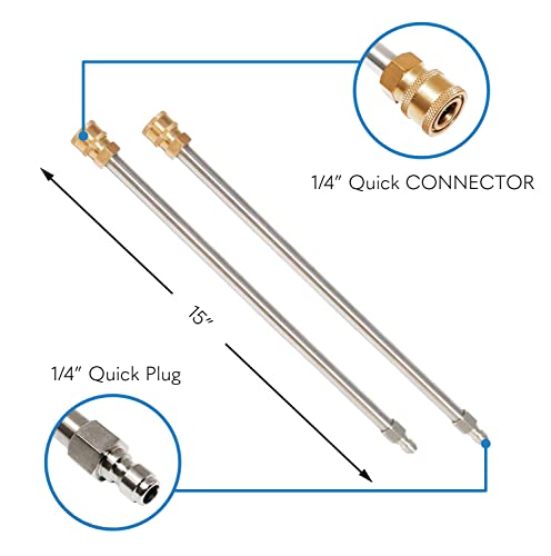 EDOU DIRECT Pressure Washer Surface Cleaner 15" | Stainless Steel | HEAVY DUTY | 4,000 PSI Max Working Pressure | Includes: 2 Pressure Washer Extension Wand Attachments