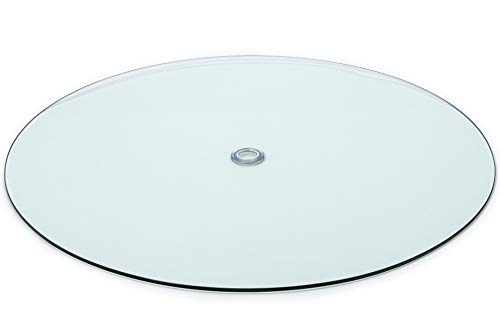 Audio-Visual Direct Tempered Glass Patio Table Top with Rounded Edge (36" with 1 5/8" Center Hole) Includes Free Umbrella Hole Ring and Cup Set