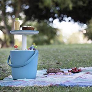 Keter Go Bar 4.2 Gallon Beer and Wine Cooler with Handle and Pop Up Outdoor Table - Perfect for Your Patio, Picnic, and Beach Accessories, Teal