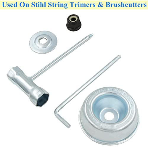 AILEETE Blade Adapter Attachment Maintenance Kit for Stihl FS55 FS55R FS56 FS56RC FS70R FS80 FS85 FS90 FS90R FS94 FS100RX FS110 FS120 FS130 FS130R (Thrust Washer, Rider Plate, Collar Nut, Wrench)