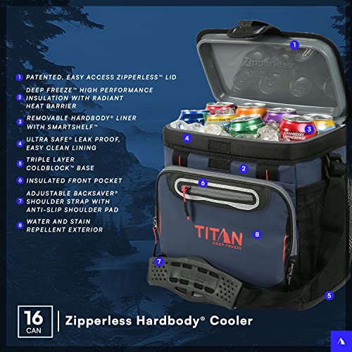 Arctic Zone Titan Deep Freeze 16 Can Zipperless Cooler, Blue