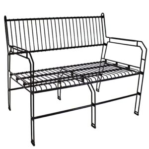 sunnydaze 2-person modern metal patio bench – indoor/outdoor black steel wire porch bench for patio, sunroom, deck, or living room – 30.75-inch h